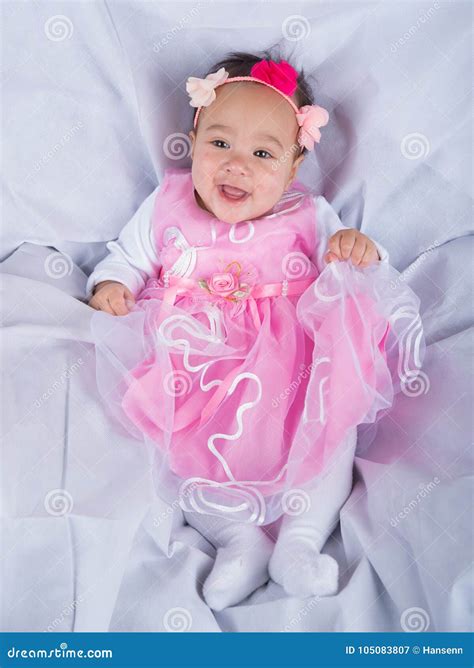 Girl Baby In Pink Dress Stock Image Image Of Flower 105083807