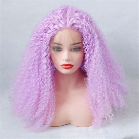Vnice Lavender Afro Kinky Curly Synthetic Lace Front Wig For Black