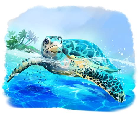 Sea Turtle Art Watercolor