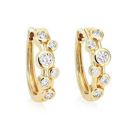 18ct Yellow Gold Diamond Hoop Earrings From Colin Campbell Co