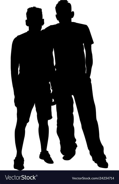 Two Men Together Silhouette Vector Vector Download A Free Preview