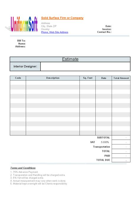 7 Best Images Of Free Printable Estimate Template Construction Job
