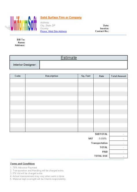 Interior Design Estimate Template - Home Decor Wallpaper