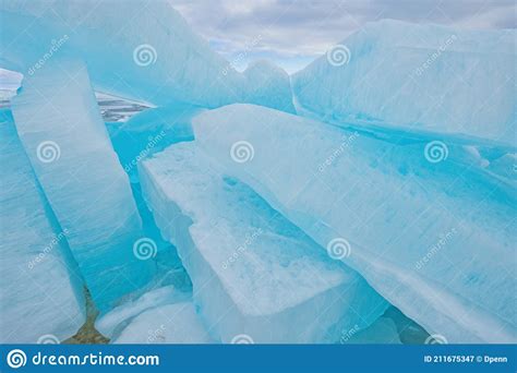Blue Ice Shards Straits Of Mackinac Stock Image Image Of Lakes