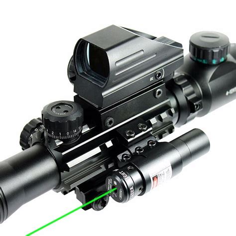 Uuq C4 12x50 Rifle Scope Dual Illuminated Reticle W Green Laser And Dot