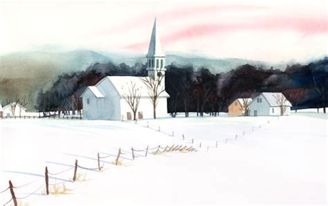 Country Winter Church Scene By Tom Graney