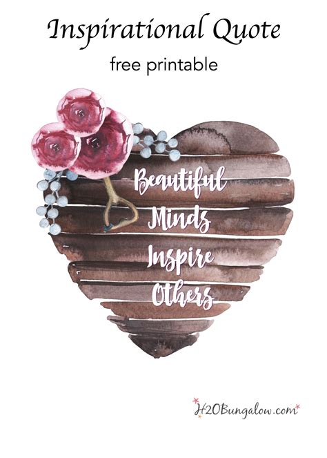 Put them at your workspace or in your home where you need a little extra inspiration. Beautiful Minds Inspirational Printable - H20Bungalow