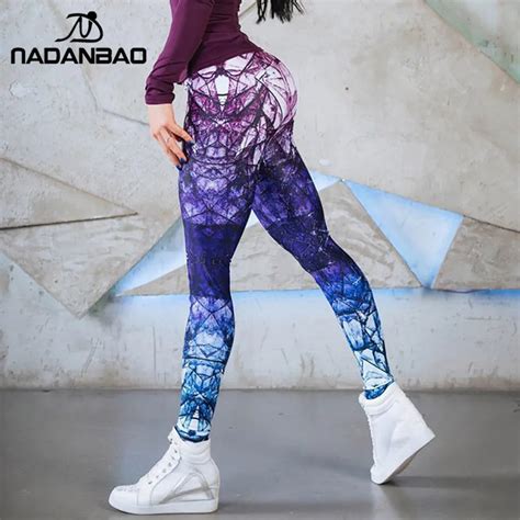 Nadanbao Fashion Geometric Printing Leggings For Womens Sexy Fitness Leggins High Waist Workout