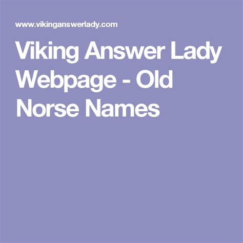 Old Norse Names Norse Names Old Norse Viking Names