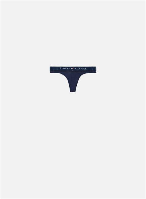 Tommy Hilfiger Underwear Sheer Flex Cotton Thong Navy Blazer Womens