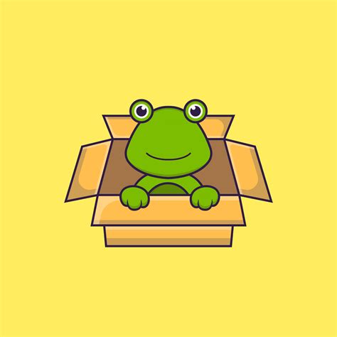 Cute frog Playing In Box. Animal cartoon concept isolated. Can used for ...
