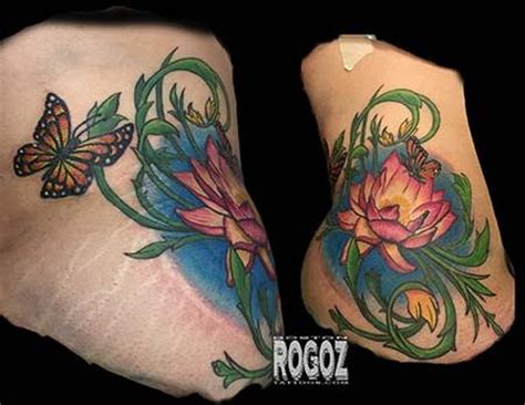 Lotus And Butterflies Hip Tattoo By Boston Rogoz Tattoonow