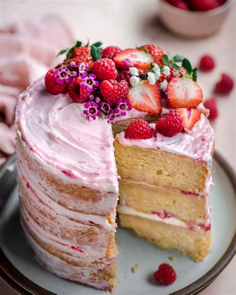 Vegan Vanilla Layer Cake With Raspberry Jam Rainbow Plant Life
