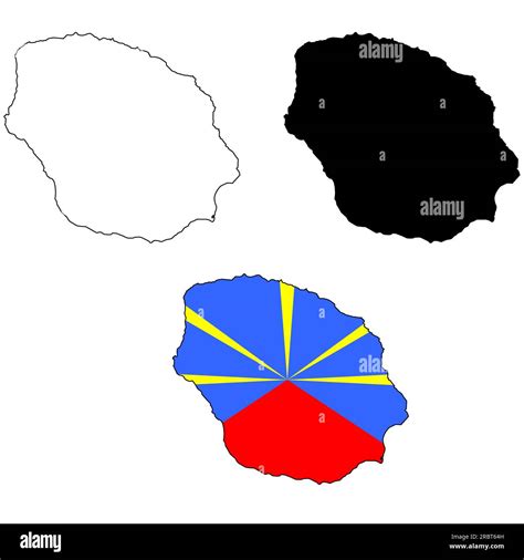 Map Reunion Reunion Map Outline La Reunion Vector Map With The Flag