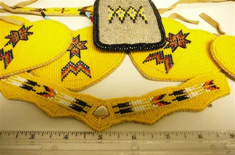 Native American Yellow Pow Wow Dance Regalia Beaded Set Spirit Dance