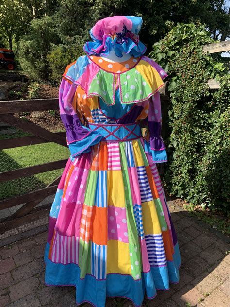 Patchwork Pantomime Dame Costume For Hire. Pantomime Costumes