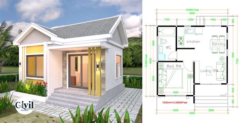 Small House Plans 66 With One Bedrooms Gable Roof Engineering