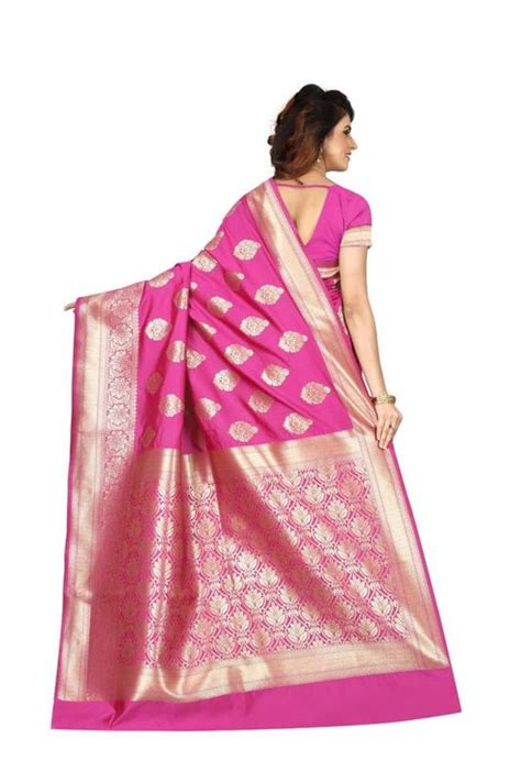 Rani Pink Woven Banarasi Art Silk Saree With Blouse Shoppershopee 2687064