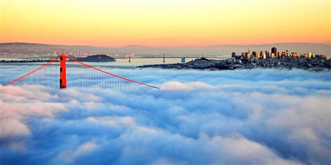 Golden Gate Bridge In Fog At Sunset Photograph By Joel Thai Fine Art