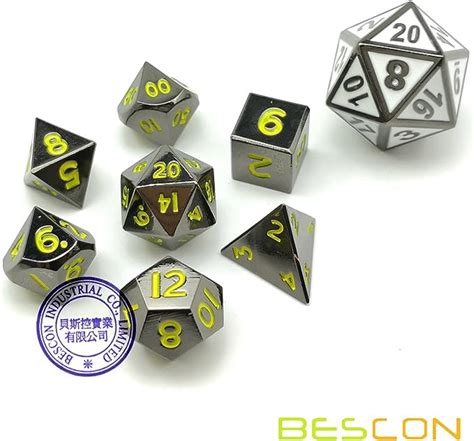 Jp Bescon 10mm Mini Solid Metal Dice Set Glossy Black With
