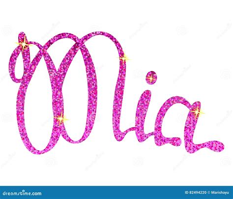 Mia Name Lettering Pink Tinsels Stock Vector Illustration Of Pink