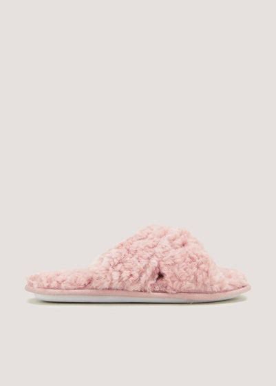 Pink Fluffy Cross Strap Slippers Reviews Matalan