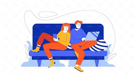 Couple On Couch Surfing The Internet Graphics Motion Array