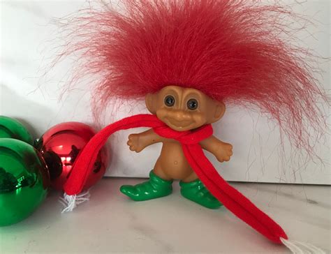 Vintage Troll Doll Russ Berrie And Co Plastic Christmas Troll Etsy