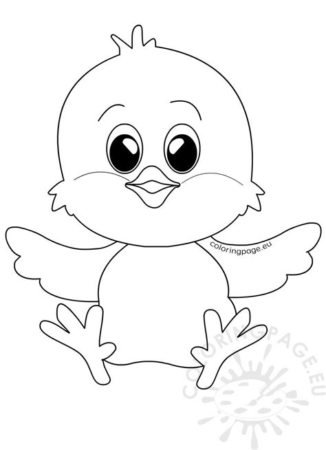 Little Easter Chick Sitting Coloring Page
