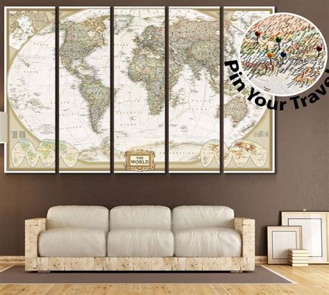 Extremely Detailed World Map Print 1 Panel 24x16 60x40 Cm