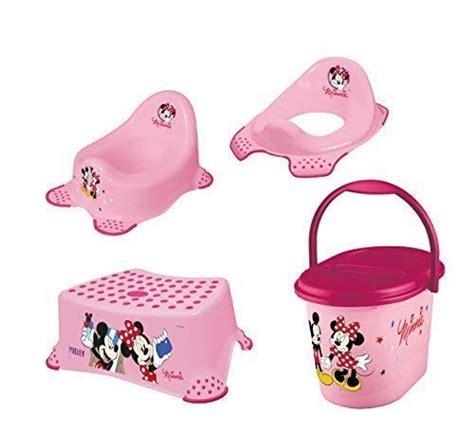 Minnie Mouse Set Of 4 Potty Toilet Stool Diaper Pail New