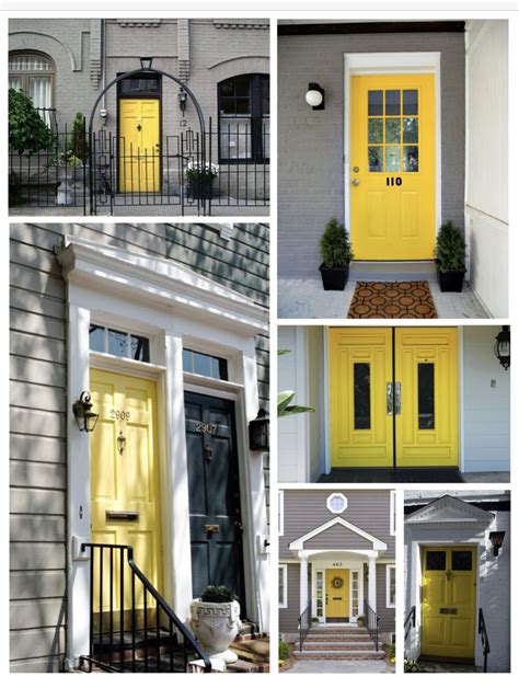 Yellow Doors Bring Me Joy Gray House Exterior Painted Front Doors