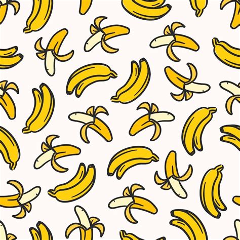 Seamless Pattern With Yellow Banana Premium Vector