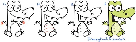 How To Draw Cartoon Crocodile Or Alligator From Numbers Easy Step By