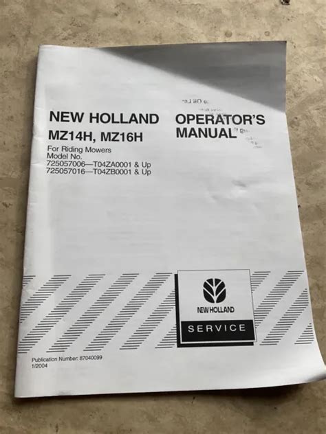 New Holland Mz14h Mz16h Riding Mowers Operators Manual 3999 Picclick