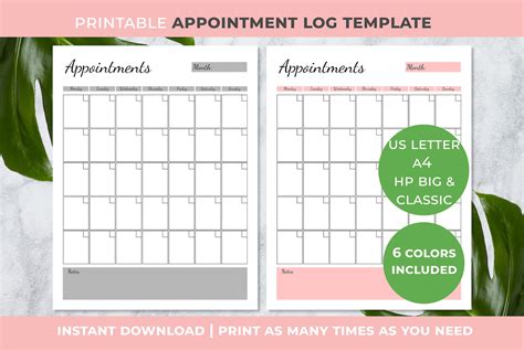 Printable Appointment Book Doctor Appointment Tracker Etsy