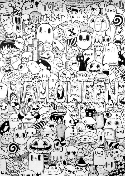 Halloween Doodles Doodle Coloring Pages Coloriage Halloween à