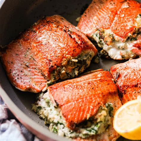 Creamy Spinach Stuffed Salmon Paleo Whole30 Low Carb What Great