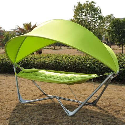 Outsunny Single Metal Pea Hammock Swing Garden Patio Sunshade Canopy