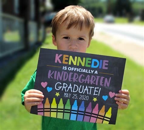 Editable Kindergarten Graduation Sign Personalized School Etsy