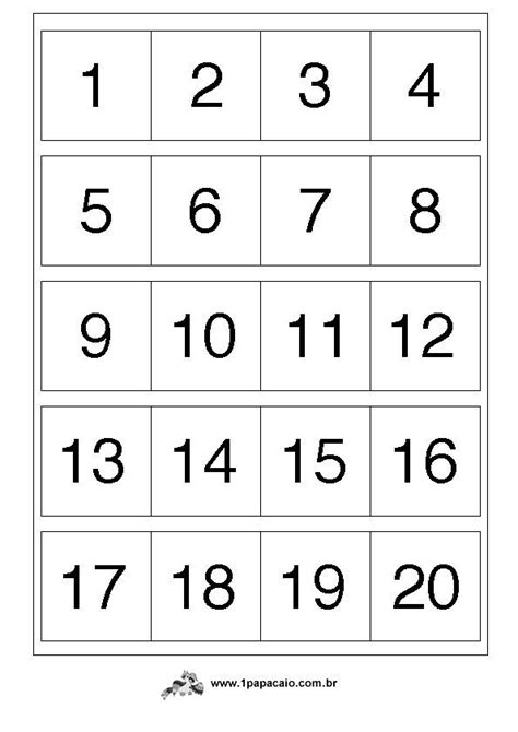 Tabela De Numeros De 1 A 20 Para Imprimir Pesquisa Google Numero