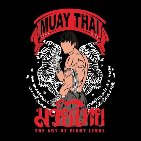 Muay Thai Fighter Illusration Vector Logo Design Modern Stock Vector