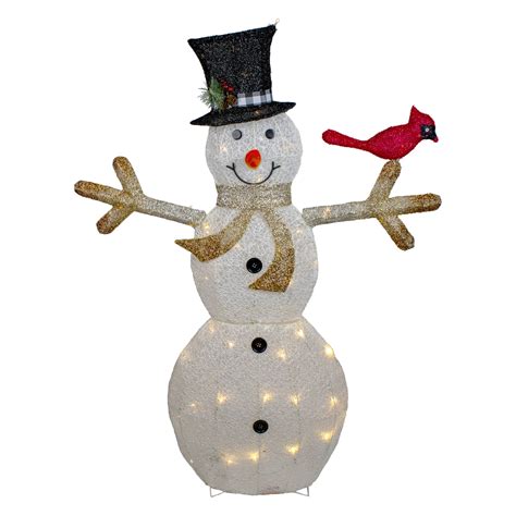 Northlight 49 White And Black Led Lighted Snowman With Top Hat Christmas Outdoor Decoration