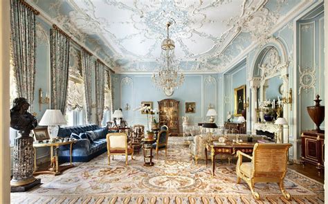 Renaissance Interior Style With Patterned Ceiling And Chandelier And