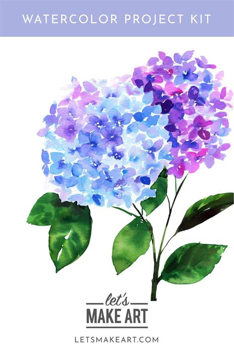 Hydrangea Watercolor Kit Floral Prints Art Watercolor Kit Easy