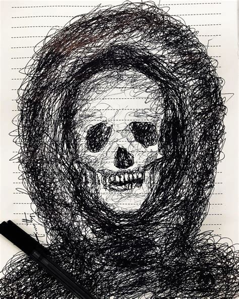 Skull Dark Illustration Doodle Scribble Blackandwhite Art