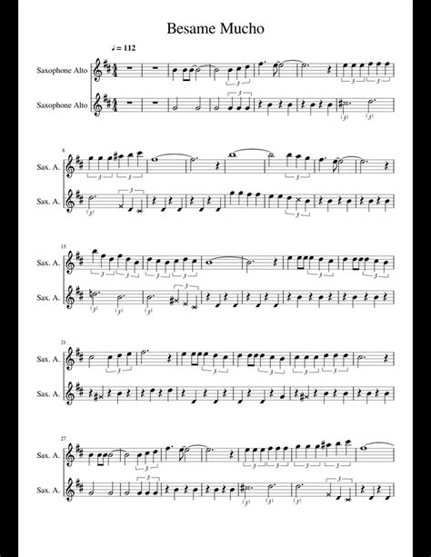 Besame Mucho Sheet Music For Alto Saxophone Download Free In Pdf Or Midi