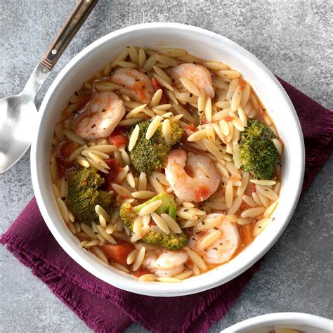 With minimal prep and a quick cook time, this shrimp stew feels elegant for such an easy weeknight. Orzo Shrimp Stew Recipe | Taste of Home
