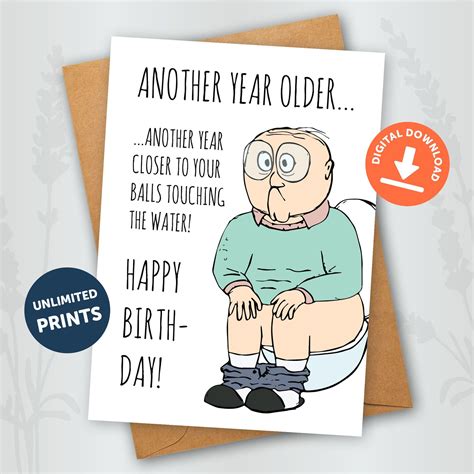 Funny DIGITAL Birthday Card Old Man Joke Download and Print at Home