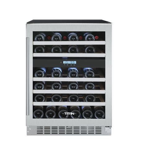 Titans 46 Bottle Dual Zone Wine Cooler Seamless Stainless Steel Front